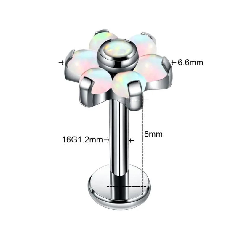 Opalen bloem oorsieraad stud, discrete charme en magische uitstraling.