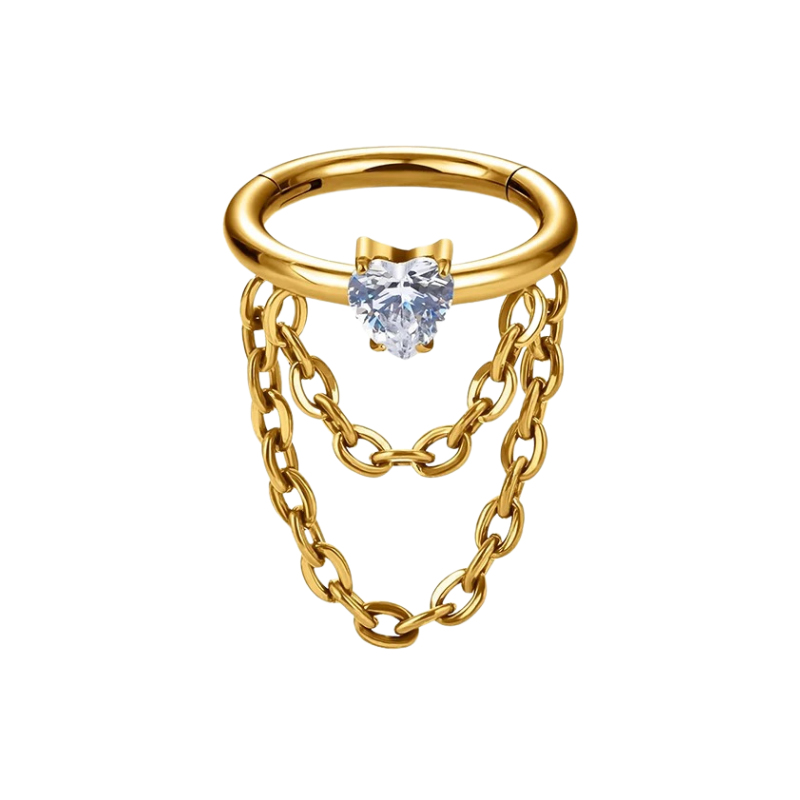 Oorsieraad hart zirkonia en zilveren ketting, schitterende charme.