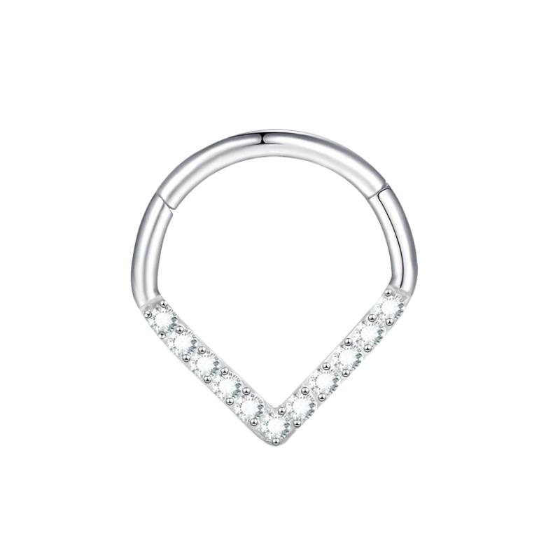 Titanium oorsieraad, ring met zirkonia's voor een subtiele stijl.
