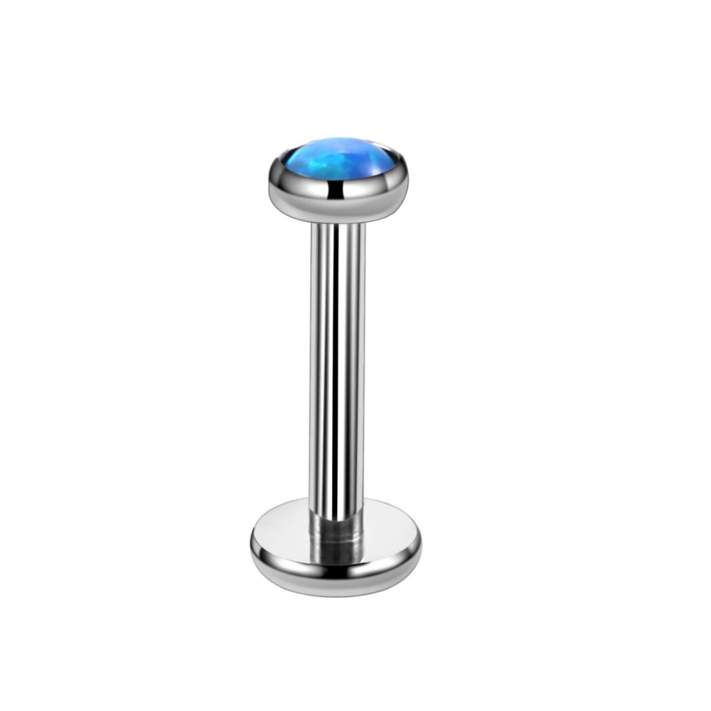 Piercing met blauwe opaal steen voor het oor
