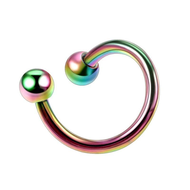 Lipaccessoire in titanium, gebogen hoefijzer voor een vleugje karakter.