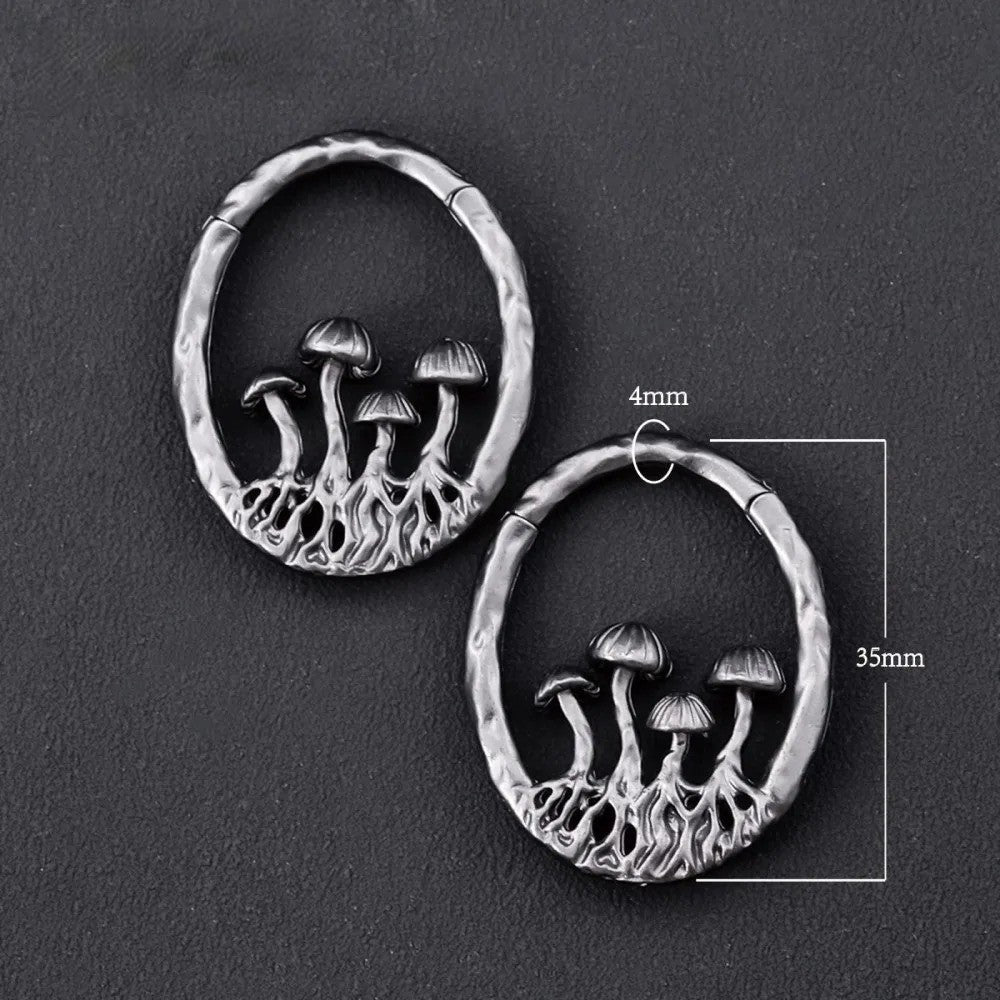 Metallic zwart en paddenstoelen, een combinatie van elegantie en mysterie