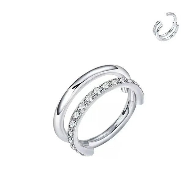 Titanium oorpiercing met dubbele ringen