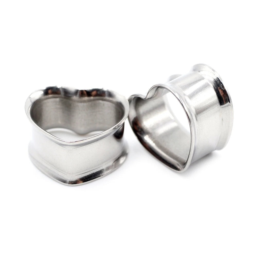 Massief zilveren plug tunnel oorbel met hol hartontwerp