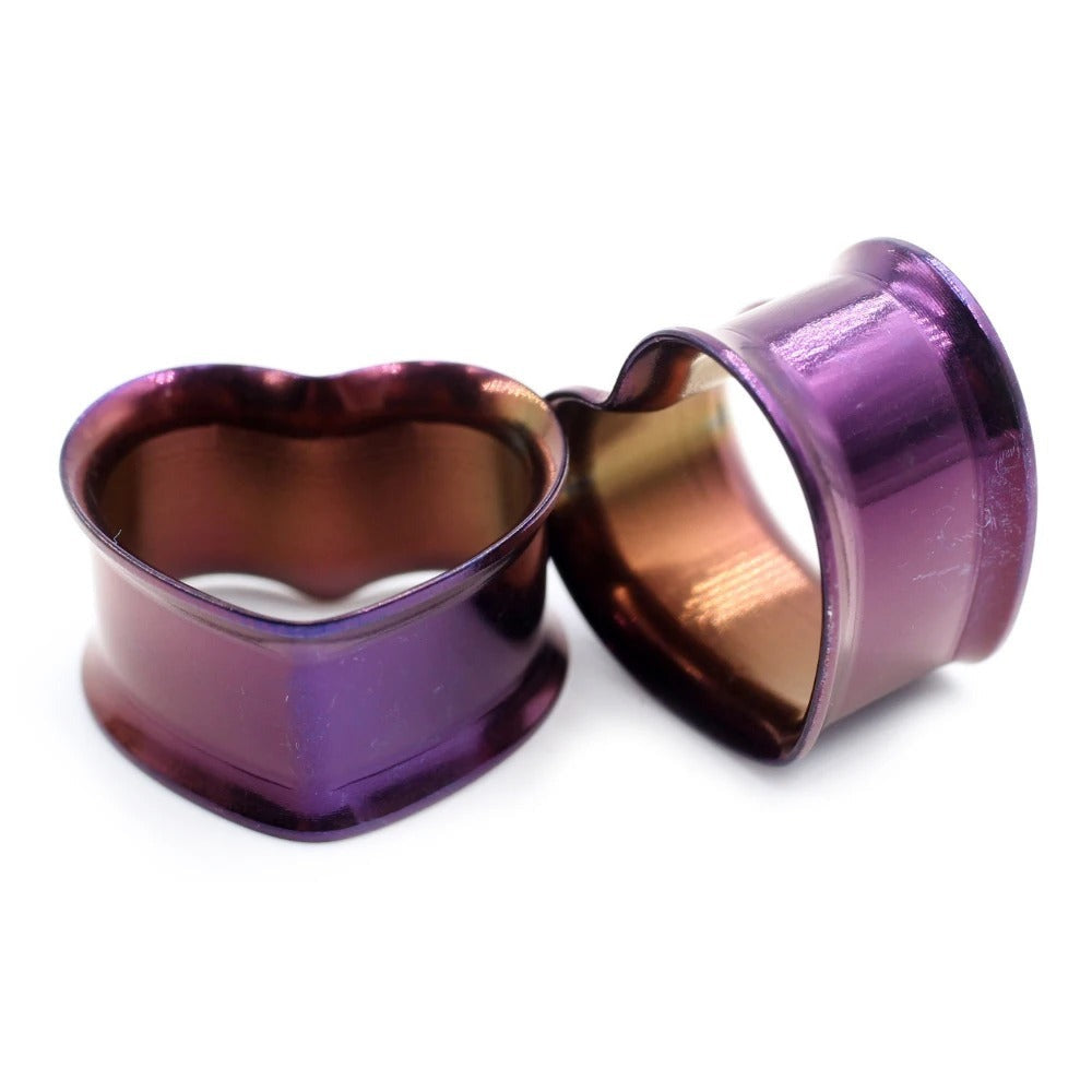 Paarse hartvormige oortunnel, durf een unieke liefdeslook aan