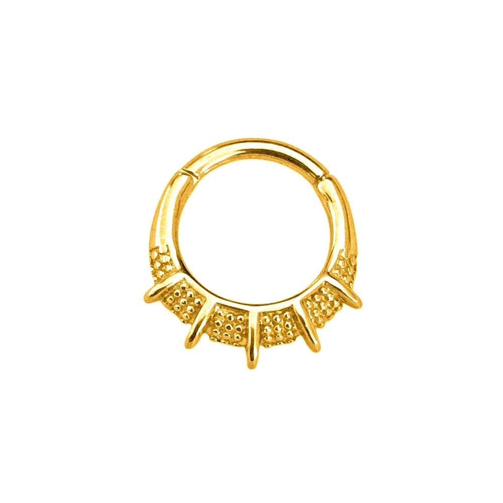 Gouden neuspiercing, tribale details voor een subtiele en krachtige look