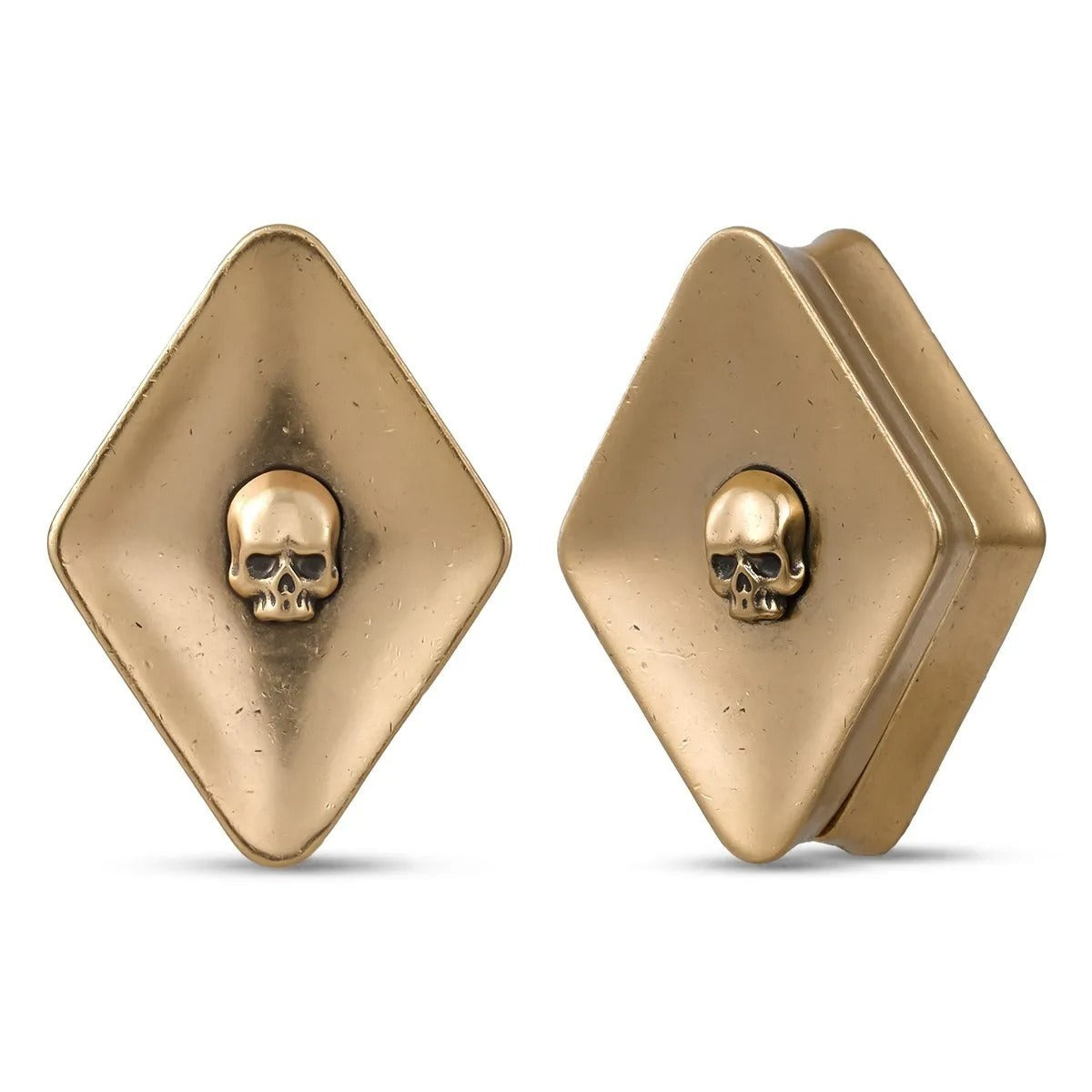 Zilveren oorplug met schedeldesign.