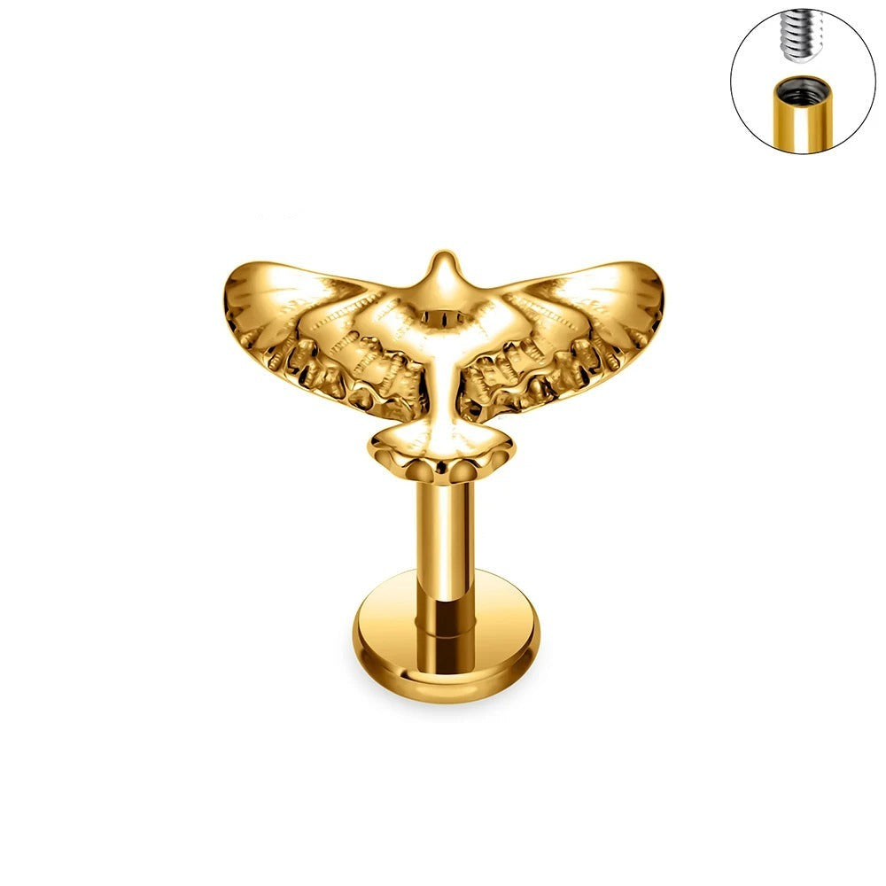 Gouden oorpiercing feniksvleugel.