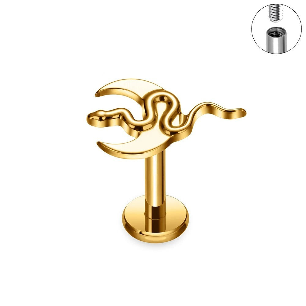 Gouden oorpiercing draak.