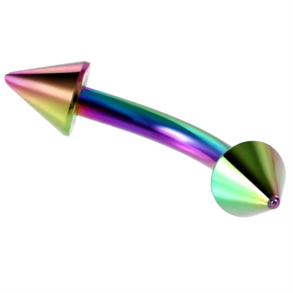 Wenkbrauwboogpiercing met olijslickkleurige punt