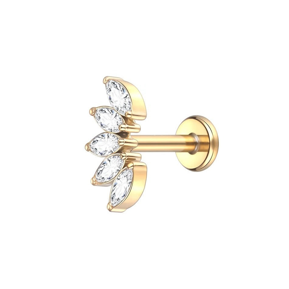 Oorstekker titanium en zirkonia's, koninklijke touch in goud of zilver
