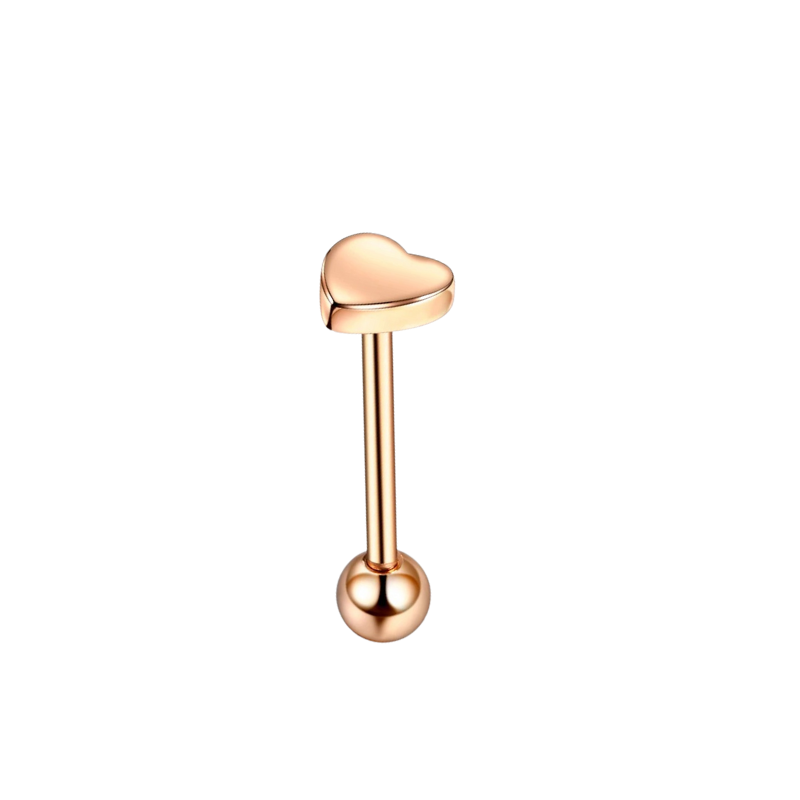 Tongpiercing hart, liefdevolle en heldere charme.