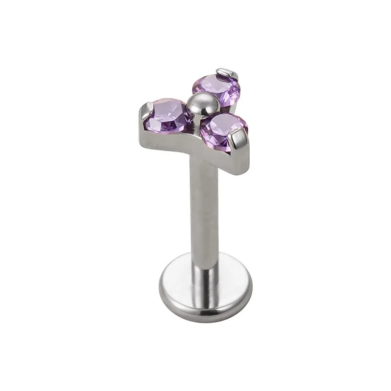 Oorbel piercing stud, driehoek in titanium voor subtiele schittering.