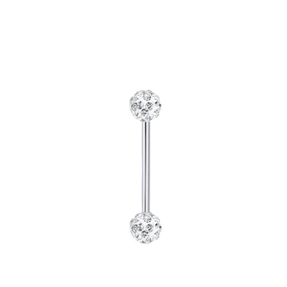 Tongpiercing met meerdere zilverkleurige zirkonia's