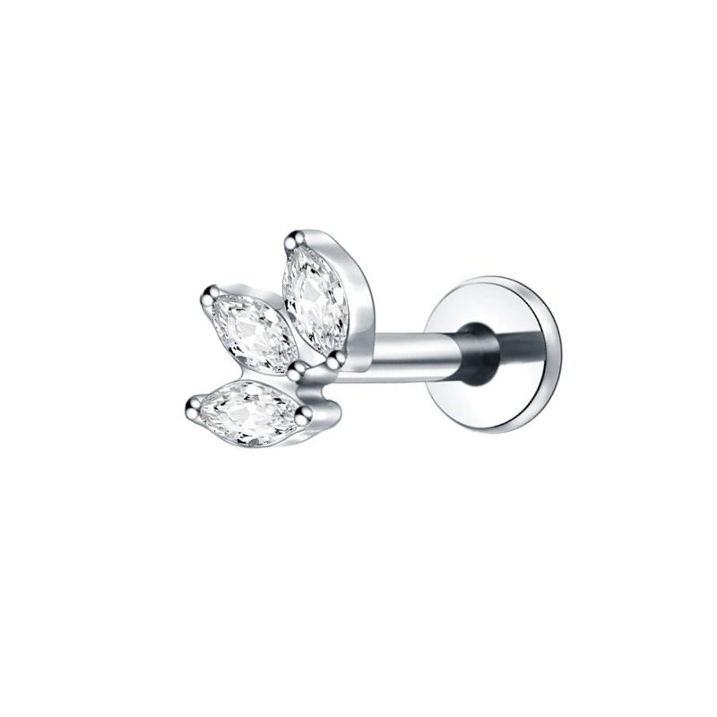 Kroonpiercing met schitterende zilveren zirkonia's