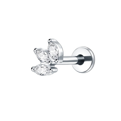 Kroonpiercing met schitterende zilveren zirkonia's
