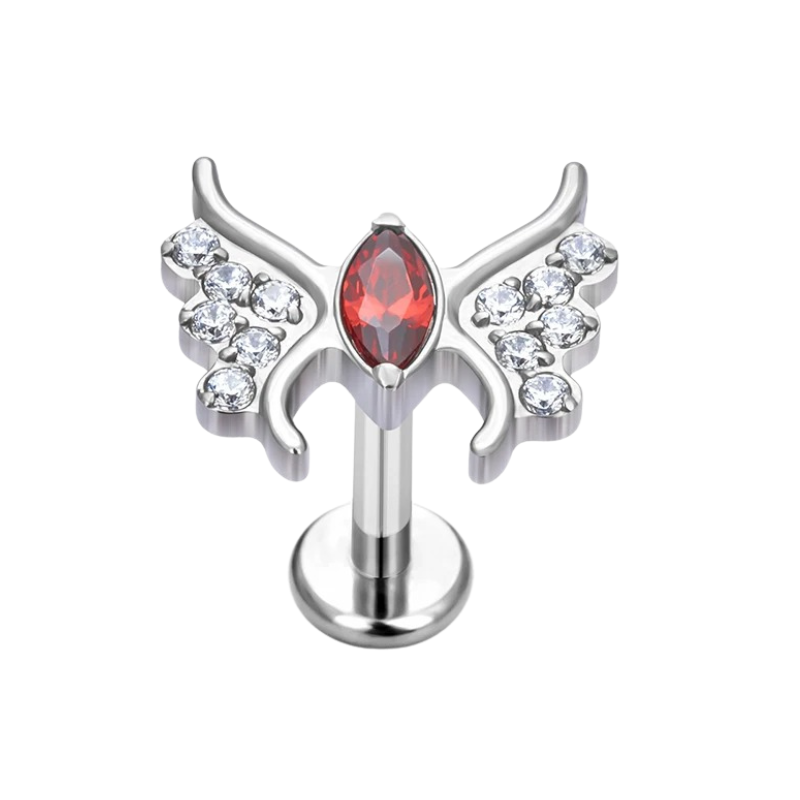 Ooraccessoire in titanium, gotisch met zirkonia's, betoverende charme.