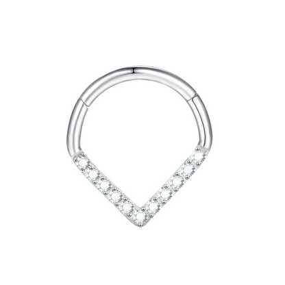 Titanium oorsieraad, ring met zirkonia's voor een subtiele stijl.