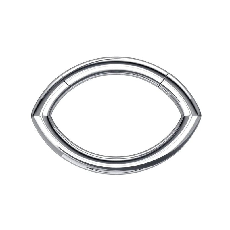 Neuspiercing titanium ovale ring, modern en uniek ontwerp.