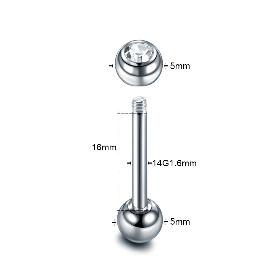 afmetingen van de tongpiercing