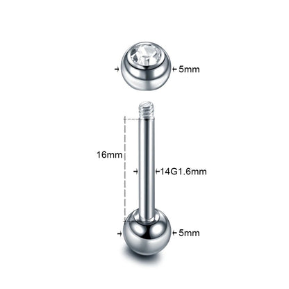 afmetingen van de tongpiercing