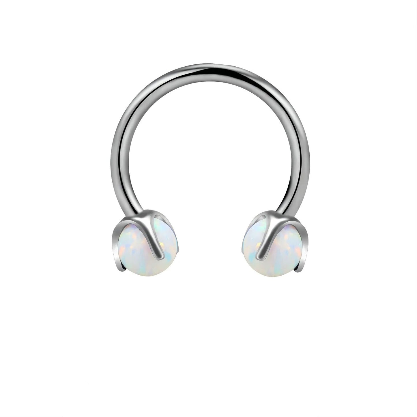 Hoefijzer oorpiercing in titanium, eenvoudig en elegant ontwerp.