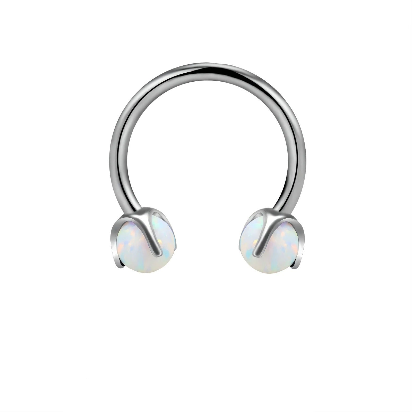 Hoefijzer oorpiercing in titanium, eenvoudig en elegant ontwerp.