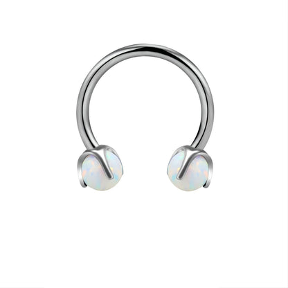 Hoefijzer oorpiercing in titanium, eenvoudig en elegant ontwerp.
