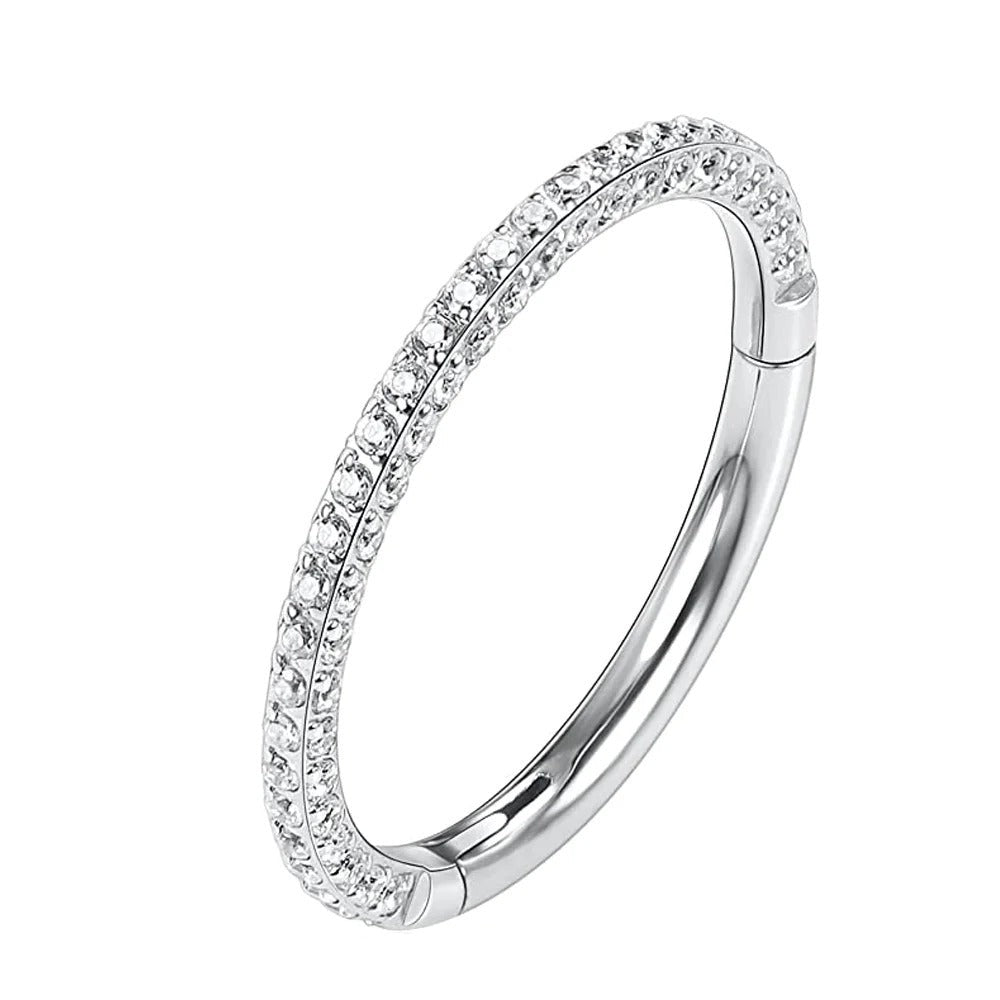 Zilveren titanium oorpiercing, subtiele schittering met ingelegde zirkonia's