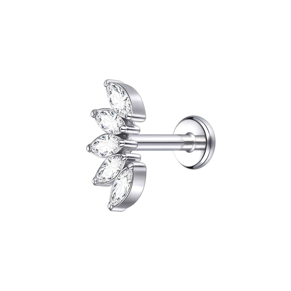 Titanium stud met zirkonia's voor een vorstelijke stijl