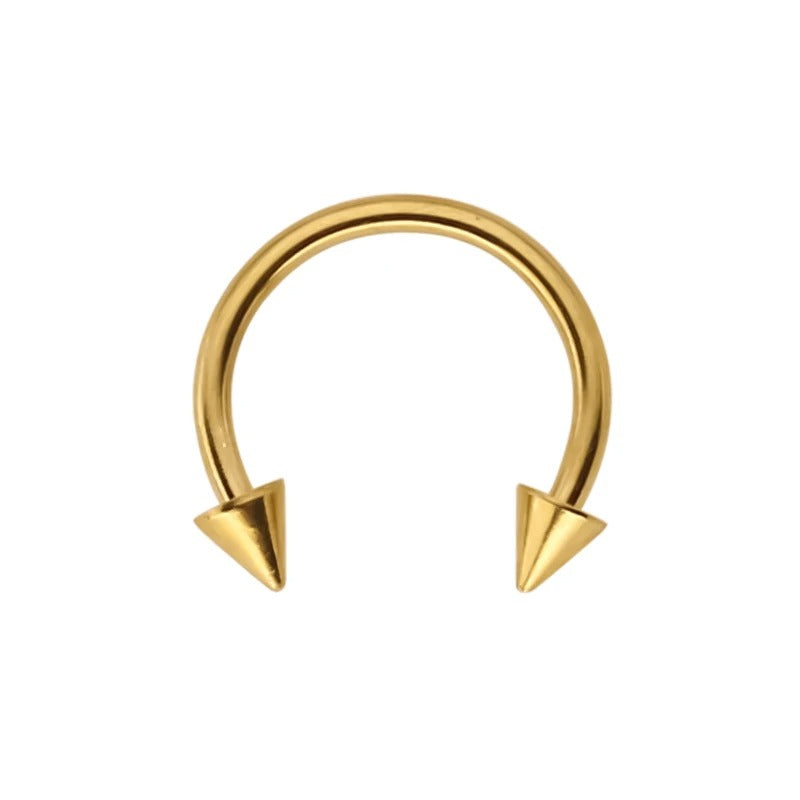 Scherpe septum juweel met spikes, punk-rock stijl in goud