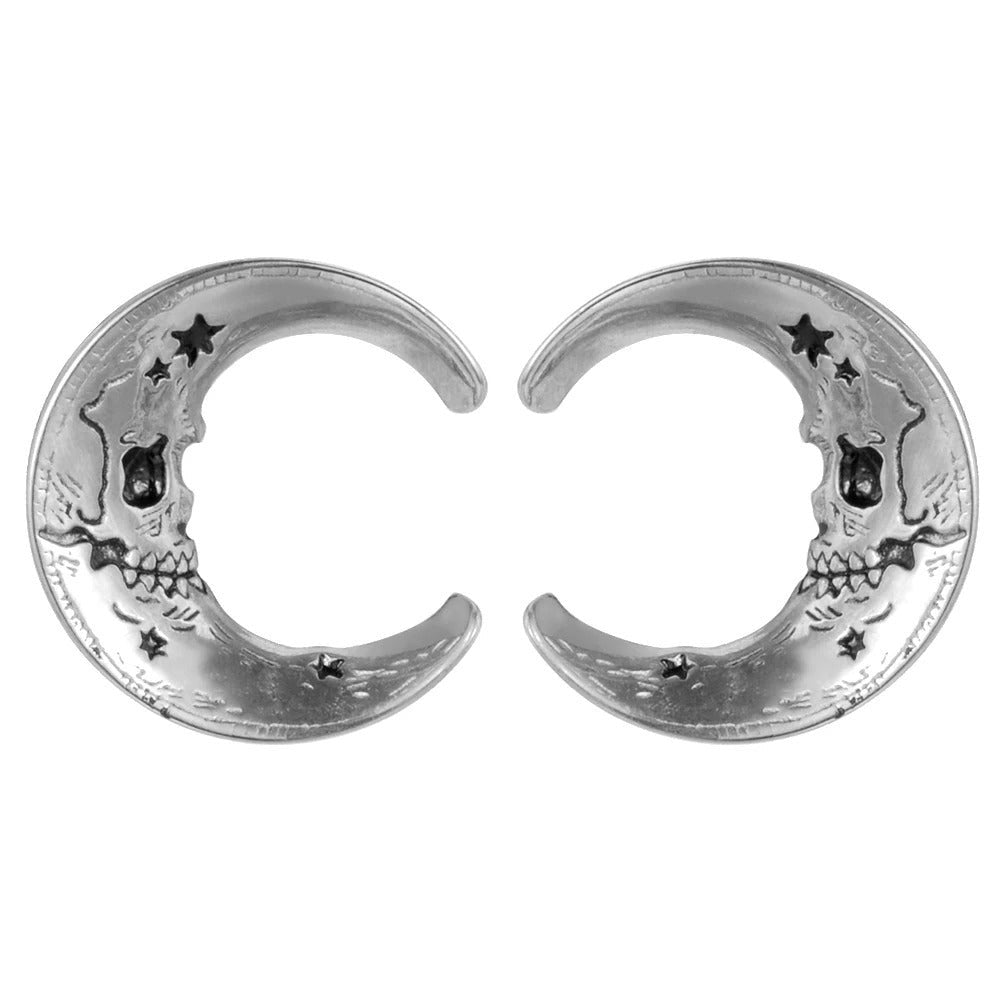 Skelet Maan oorpluggen in zilver.